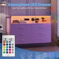 thumbnail image 4 of WALYWIK Pink Bedroom Dresser with Electrical Outlet and LED Lights, 6 Drawer Wooden Dresser with 2 Open Shelves, Contemporary Double Wide Drawers, Suitable for Living Room, Entry Way Stand, 4 of 7