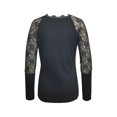 thumbnail image 4 of Women`s Exquisite Flowy Smooth V-neck Lace Edge Printing Long Sleeve Polyester Splice Top(Multicolor,L), 4 of 4
