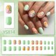 thumbnail image 2 of HPYFOI Uñas postizas adhesivas verde menta de 24 piezas con diseño floral, 2 of 7