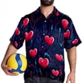 thumbnail image 4 of Valentine's Day Love ECG Men's Short Sleeve Beach Shirts Hawaiian Button Down Casual Summer Printed Unisex Top, 4 of 6