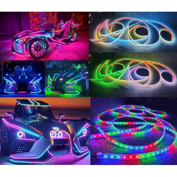Tzvmnylighting Factory - 14PCS 5FT 60" 1.4Meters Single Row Dream Color CHASING Illuminated LED Strips For Polaris Slingshot Underbody Lights Bluetooth APP  Remote Control Waterproof