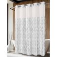 thumbnail image 4 of Black Striped No Hook Shower Curtain Waterproof, Bathroom Curtains with Snap in Liners and See Through Top Window, Modern Abstract Art Geometric Hotel Style Bathtub Curtains Shower 48"Wx72"L, 4 of 8