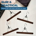 thumbnail image 2 of BagDream 12 Pack Wooden Pants Hangers with Clips, Smooth Finish Solid Wood Non Slip Skirt Hangers Jeans Slack Clamp Hanger, Walnut, 2 of 8