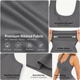 thumbnail image 5 of Women's Ribbed Racerback Tank Tops, Soft Stretchy Sleeveless Scoop Neck Notch Cropped Tops for Yoga Workout Daily Wear, 5 of 6