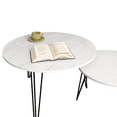 thumbnail image 6 of 27.56'' Round Nesting Coffee Table Set of 2, Circular Nesting End Table Set, Round Marble Tabletop, and Sturdy Metal Base for Living Room, bedroom, White, 6 of 17