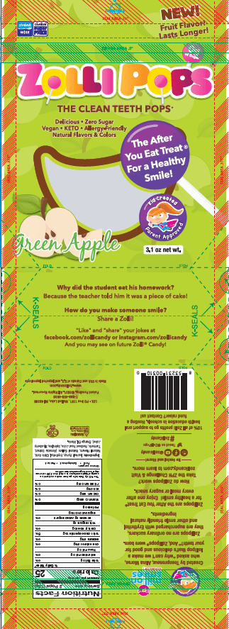 Zollipops Pouch Lollypops Green Apple 88g