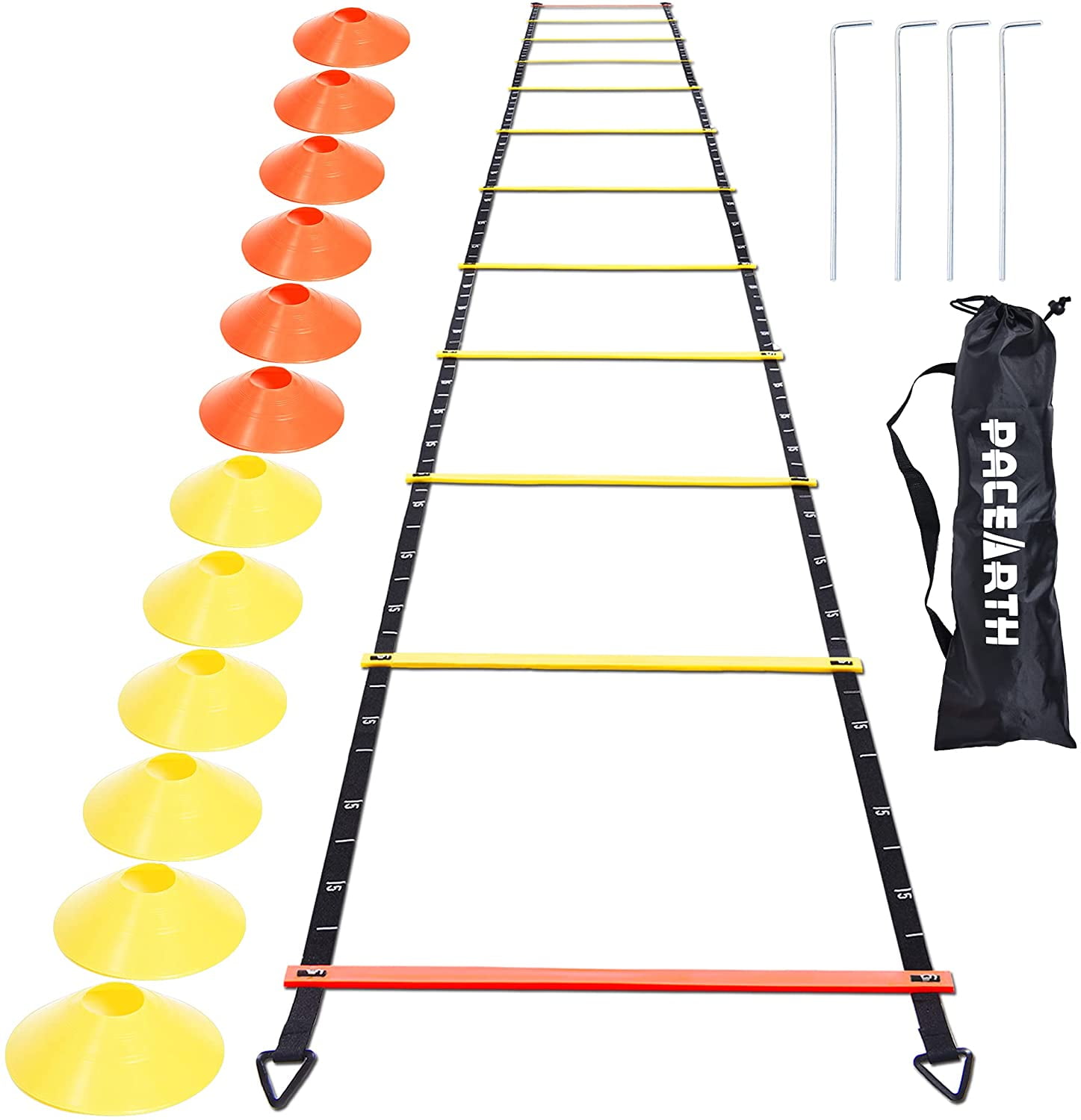 12 Rung Agility Ladder Fixed-Rung Speed Ladders Sports Training Ladders For Football Speed Training Equipment with Carry Bag 