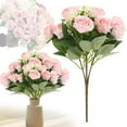thumbnail image 2 of 5 Heads Fake Roses Artificial Flowers for Outdoors Summer Mother's Day Decor, Uv Resistant Fake Flowers Faux Silk Roses for Wedding Home Cemetery Outdoor Grave Spring Decorations(Pink) Harlik, 2 of 9