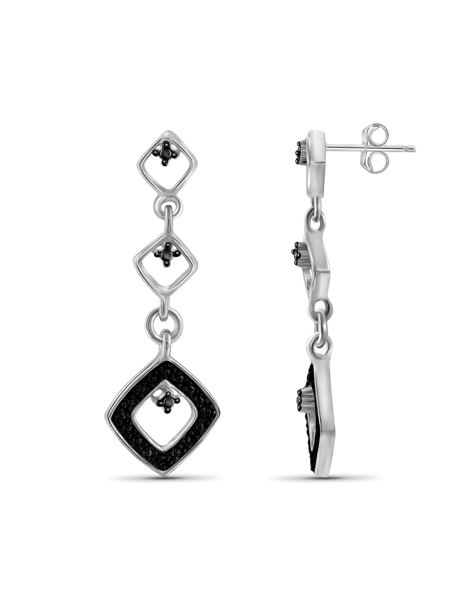 Black Diamond Accent Sterling Silver Earrings