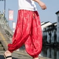 thumbnail image 6 of Outdoor Pants Men Ice Silk Dark Flower Loose Bloomers Wide Leg Casual Trousers, 6 of 11