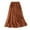 Orange, variant on Half Length Skirt - Slim, Pleated, Retro Elastic Waist, Cotton and Linen Hem for Women