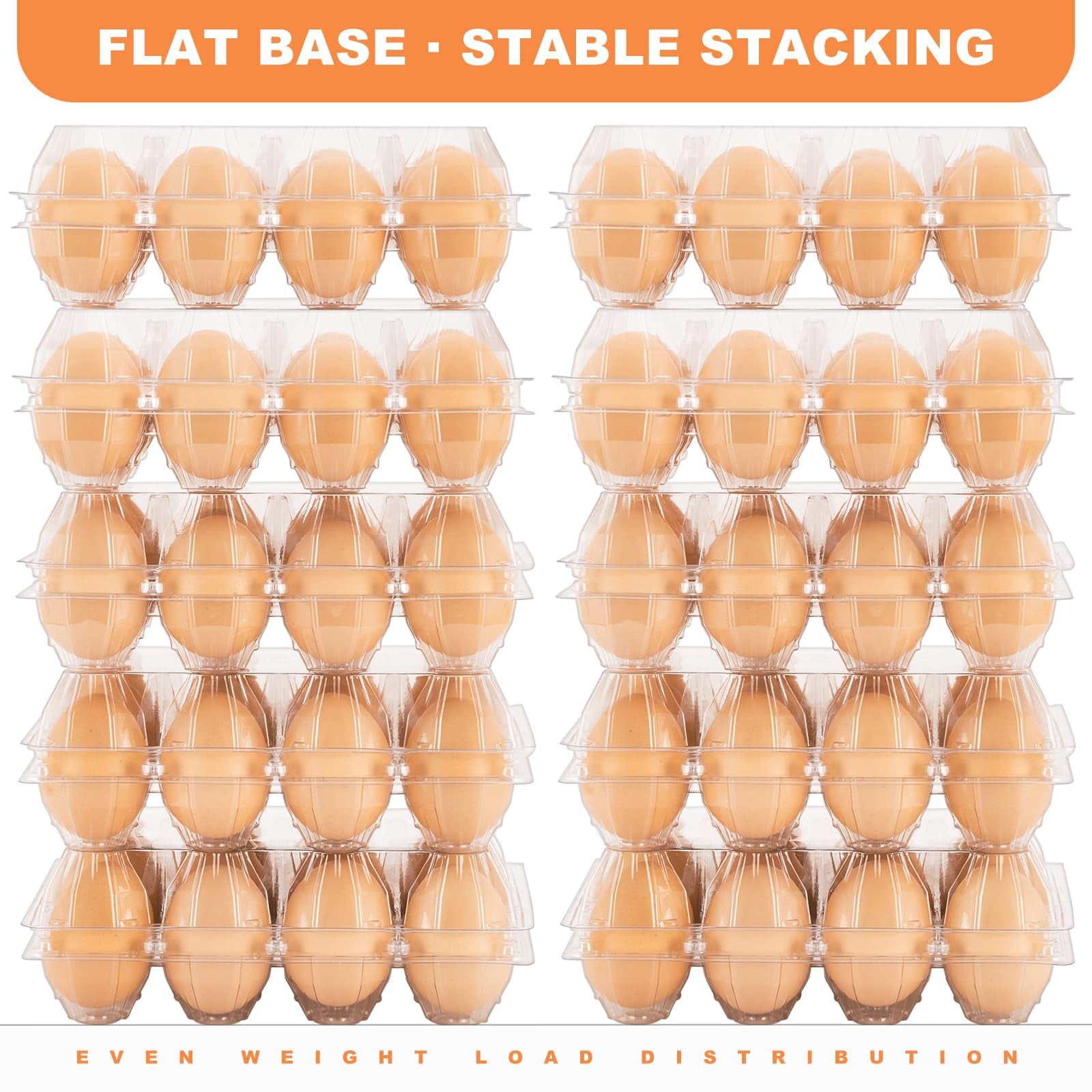 100 Pack Clear Plastic Egg Cartons  Reusable Stackable Containers For Farm Market & Fridge Storage 3*4 Grid