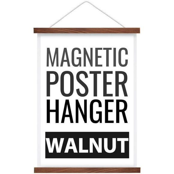 Magnetic Poster Hanger Frame 13 Inch Wide, Walnut, Strong Magnet, Premium Wood and Quick Assembly, Wall Hanging Wooden Frame for Posters, Scroll, Picture, Print, 13x19 13x17 13x18