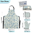 thumbnail image 3 of Blue Flowers Seamless Pattern Oven Mitts and Pot Holders with Chef Apron Set 5 Pcs Kitchen Cooking Set, 3 of 6