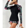 thumbnail image 2 of Xishao Traje de Baño de 2 Piezas para Mujer Manga Larga Bañador con Cremallera Estampado Swimwear con Protección Solar para Playa Surf flor rojo y negro M flor rojo y negro M Xishao ropa, 2 of 2