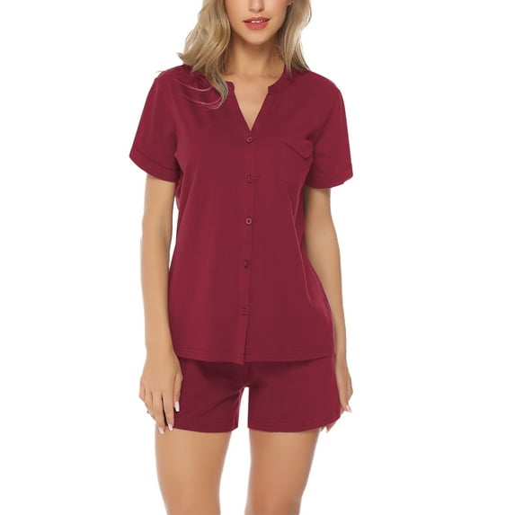 Purcoar Womens Pajamas Shorts Set Short Sleeve Pj Nightwear Sleepwear 2-Piece Pajama Sets