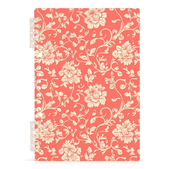 Haosy Elegant Coral Flower Plant Notebooks 1-subject Journal 60 Sheets A5 College Ruled Paper Detachable Ring 8.3"x5.7"