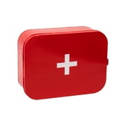 Mind Reader First Aid Box, Emergency Kit, Medical Supply Organizer, Wall Mountable, Metal, 1 Piece, Red