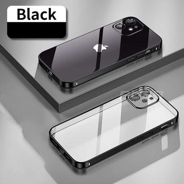 de silicona suave de lujo para Funda iPhone 14 13 12 11 Pro Max mini XR X XS marco cuadrado chapado a prueba de golpes Cámara protectora transparente TPU