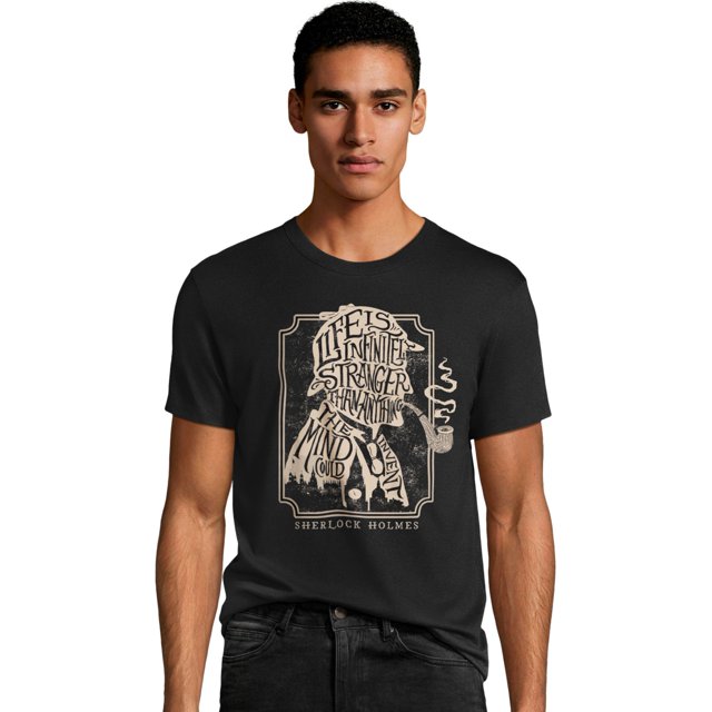 Hanes T-Shirt Graphique pour Hommes, G, Sherlock Holmes/noir