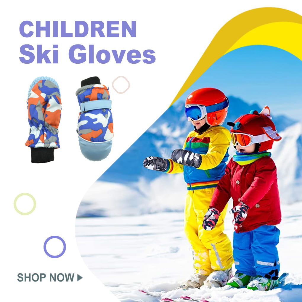 Children Winter Waterproof Warm Ski Gloves Warm Snowboard Snow Mittens 