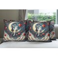 thumbnail image 4 of Ambesonne Cat Throw Pillow Cover Pack of 4, Toasting Romantic Moon Hearts, 4 Pcs-26" x 16", Dark Night Blue Vermilion, 4 of 5
