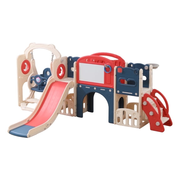 12 in 1 Toddler Playset Swing & Slide, Indoor/Outdoor Climber Crawl Tunnel for 1-3 Year Olds, Eco-Friendly Backyard Playground