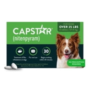 (2 pack) CAPSTAR (Nitenpyram) Fast-Acting Oral Flea Treatment for Large Dogs (over 25 lbs), 6 Tablets, 57 mg