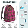 thumbnail image 4 of Pink and Green Checkered Pattern Backpack for School, Cute School Bag with Adjustable Shoulder Straps and Padded Back, 16.9"x12.6"x5.9", 4 of 4