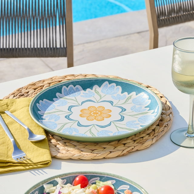 Better Homes & Gardens Bamboo Melamine Floral Dinner Plate 10.75 Inch 1Pc