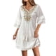 thumbnail image 2 of Vestido de Vacaciones de Playa Colorido Borla Color Sólido Encaje Ruffled Bohemian Vestido con Lino Suave, Transpirable Casual Cover-Up para las Mujeres Verano Diario, 2 of 9