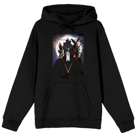 Universal Monsters Dracula's Castle Long Sleeve Black Adult Hooded Sweatshirt