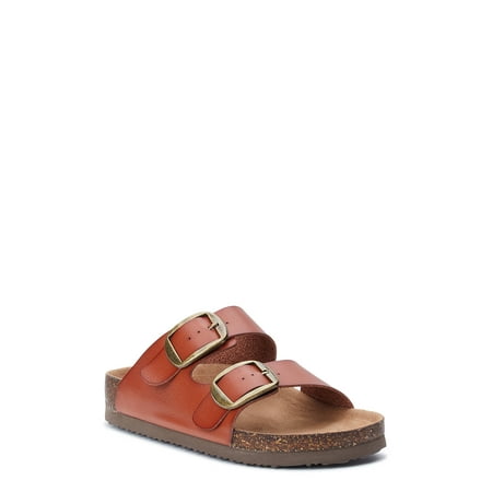 

Time and Tru Women s Footbed Slide Sandal - Wide Width Available