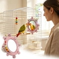 thumbnail image 2 of Bird Cage Mirror Toy with Rotating Bell Beads Interactive Parrot Chewing Toy Bird Playground Easy Mount Hanging Parrot Cage Accessory for Budgies Lovebirds Conures Cockatiels, 2 of 4