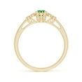 thumbnail image 2 of ANGARA Natural Aeon Emerald Solitaire Milgrain Engagement Ring with Trio Accents in 14K Yellow Gold for Women (Size-6x4mm) | May Birthstone, Anniversary, Jewelry Gift for Women | Natural Emerald Ring, 2 of 10