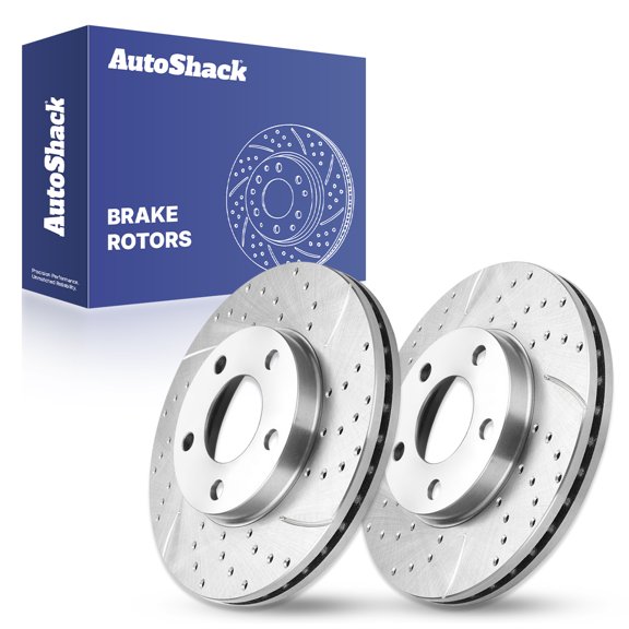 AutoShack Front Brake Rotors for Ford, Mustang 1994-2004, RWD V6 3.8L 3.9L V8 4.6L 5.0L - E-Coated Drilled & Slotted - ShadowGuard - 10.83" (275 mm), 5-Lug