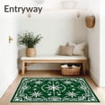 thumbnail image 3 of ODIKA 4'x6' Machine Washable Non-Slip Area Rug, Snowflake Crystal Doormat with Winter Wonderland Motifs High Traffic Rug, Green, 737642, 3 of 7