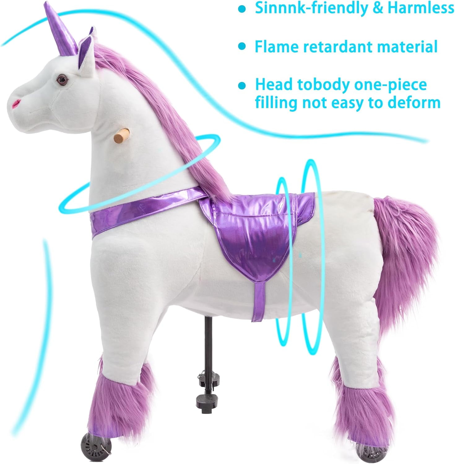 Ride on Unicorn, Cuoote Ride on Toys with Mechanical Walking Action, Plush Animal Rider for Girls 7 to Adult, No Battery Needed, Max Load 187 LBS