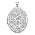 thumbnail image 1 of FB Jewels 14k White Gold 32mm Oval Flower With Scrolls Locket, 1 of 4