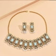 thumbnail image 4 of Vintage Rhinestone Indian Jewellery Set for Women Boho Punk Choker Necklace Tassels Pearl Bead Dangle Earring Crystal Wedding Prom Gemstone Traditional Bollywood Ethnic Charms Gift for Mom Xmas, 4 of 12