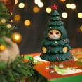 thumbnail image 4 of Cute Animal Christmas Tree Figurine – Resin Mini Statue with Festive Costume for Holiday Home Décor, Table Display, Stocking Stuffers or Christmas Gift, 4 of 5