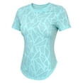thumbnail image 3 of DuoJiaJ Womens Short Sleeve Top, Crew Neck Slim Fit Semi Transparent Workout Green S, 3 of 4