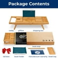 thumbnail image 7 of SereneLife 2 in 1 Bed and Bath Tray - Foldable Bamboo Bathtub Caddy with Adjustable Length, Non-Slip, Device Holder, Wine Glass Slot, Expandable for Comfortable Bathing (Folding, Soft Back, Gift Set), 7 of 7