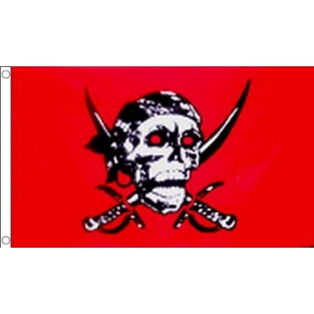 Pirate Red Skull Flag 3' x 5' - Pirates Flags 90 x 150 cm - Banner 3x5 ...