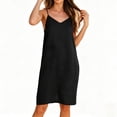 thumbnail image 5 of ClodeEU Women's V Neck Sleeveless Slip Dress, Casual Spaghetti Strap Midi Dress Black,Women's Plus L, 5 of 7