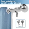 thumbnail image 4 of Urbanest Adjustable Single Curtain Rod Set Steel Ball Finials – 1 -Inch Diameter, With Brushed Steel Rod, 28–48 Inches, 4 of 6