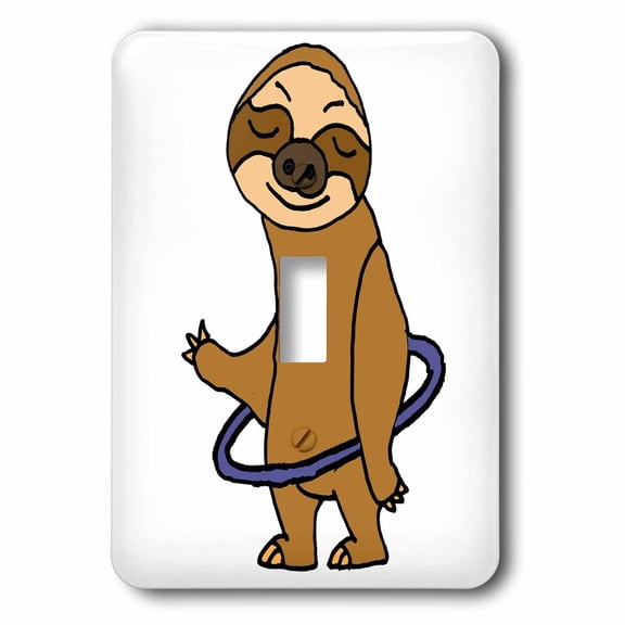 3dRose, Funny Cool Sloth Playing Hula Hoop Cartoon, single toggle switch