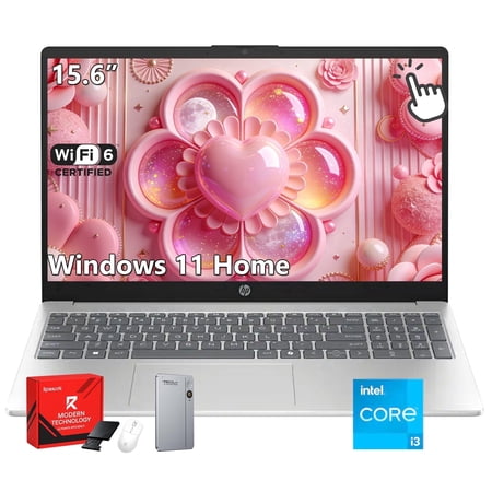 HP 15 Touchscreen Laptop, Intel Core i3-1315U Processor, 8GB RAM, 512GB SSD, 15.6" 250 nits Anti-Glare Display, Intel UHD Graphics, Windows 11 Home