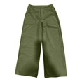 thumbnail image 4 of Pants for Women Thin Breathable Linen Pants High Waisted Loose Fit Solid Spring Summer Trousers Navy S, 4 of 5
