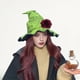 thumbnail image 5 of Sombrero de bruja para fiesta de Halloween, con encaje, para la cara, de tafetán de poliéster, 5 of 6